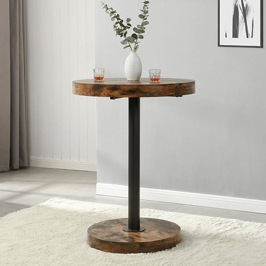 Havana Rustic Oak Wooden Bar Table With 2 Brooks Grey Stools
