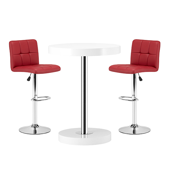 Havana White High Gloss Bar Table With 2 Coco Bordeaux Stools Furniture in Fashion