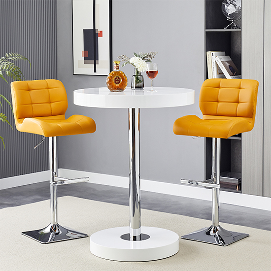 Read more about Havana white gloss bar table with 2 candid curry stools