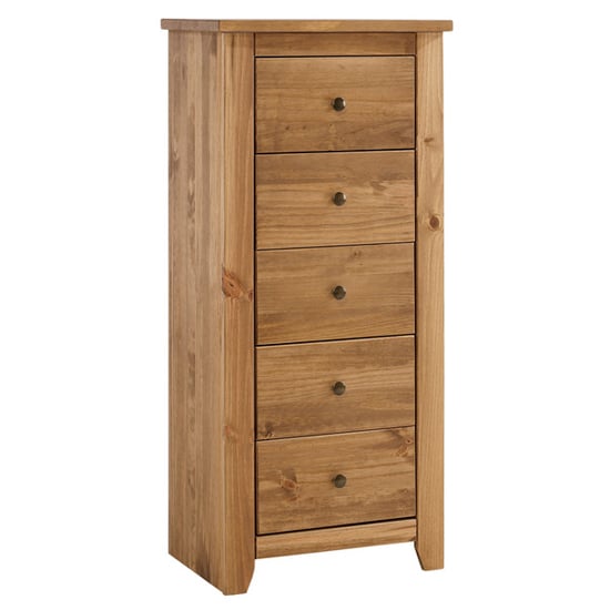 Product photograph of Havanan Tall Wooden Chest Of 5 Drawers In Pine from Furniture in Fashion