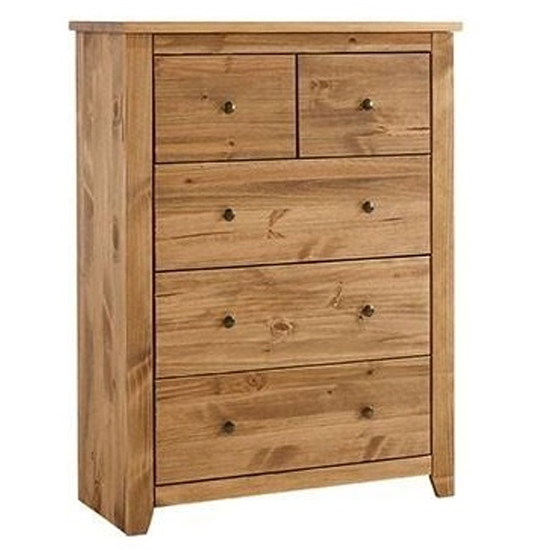 Photo of Havanan wide wooden chest of 5 drawers in pine
