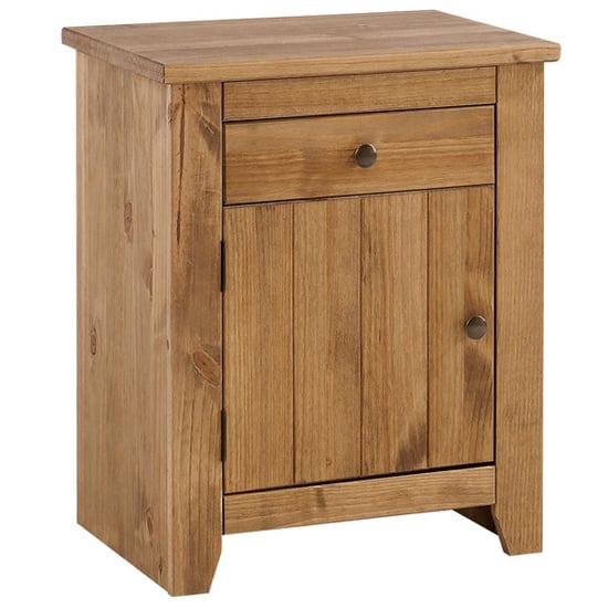 Product photograph of Havanan Wooden Bedside Cabinet With 1 Doors 1 Drawer In Pine from Furniture in Fashion