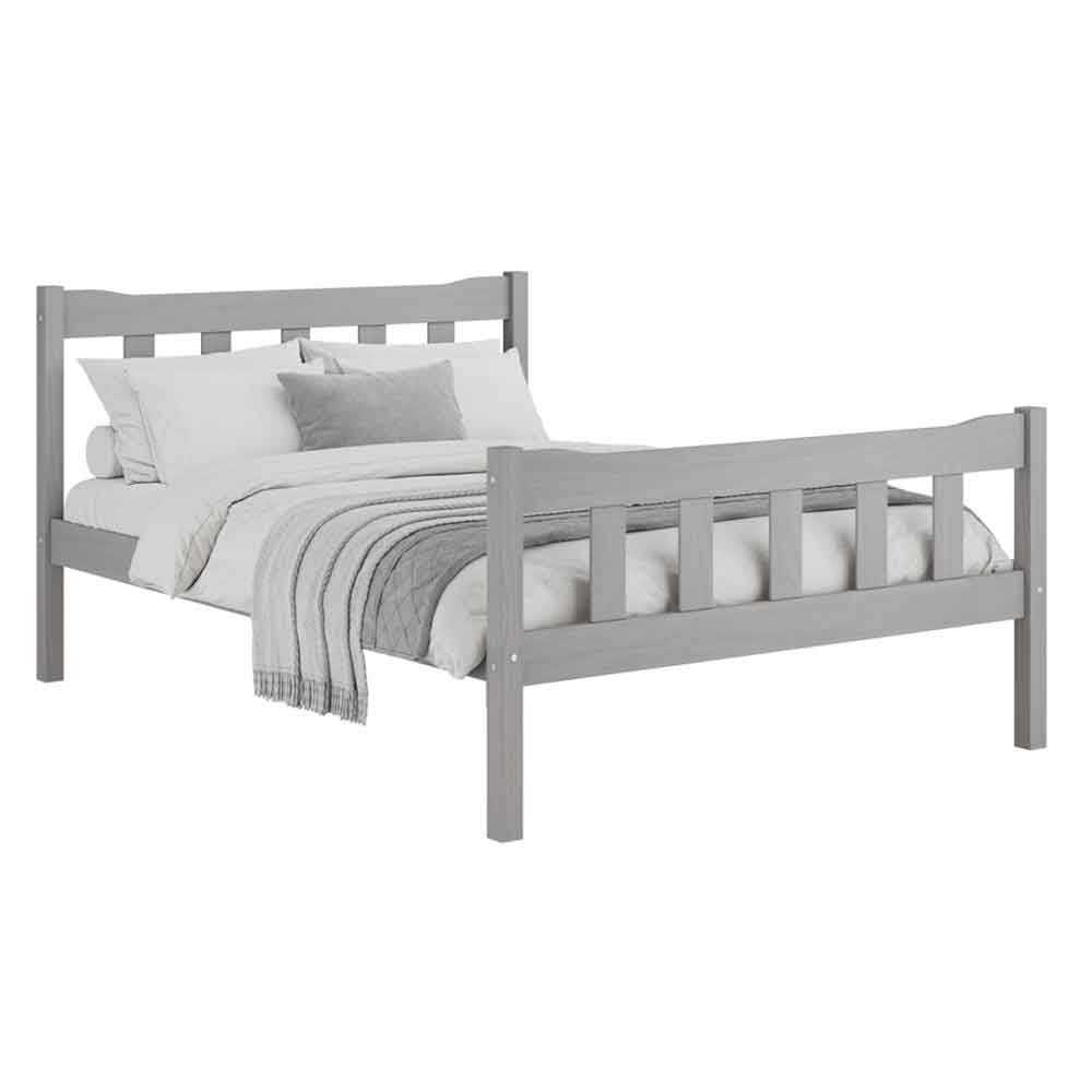 Havanan Wooden King Size Bed - Grey
