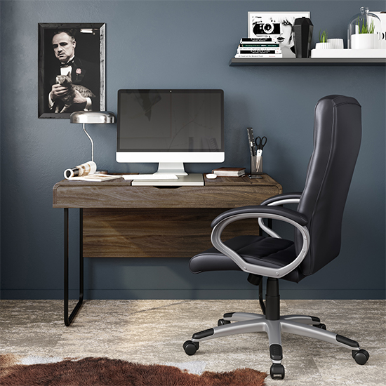 Havard Faux Leather Home And Office Chair In Black