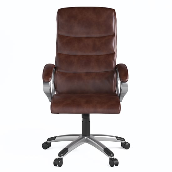 Havard Faux Leather Home And Office Chair In Brown_2