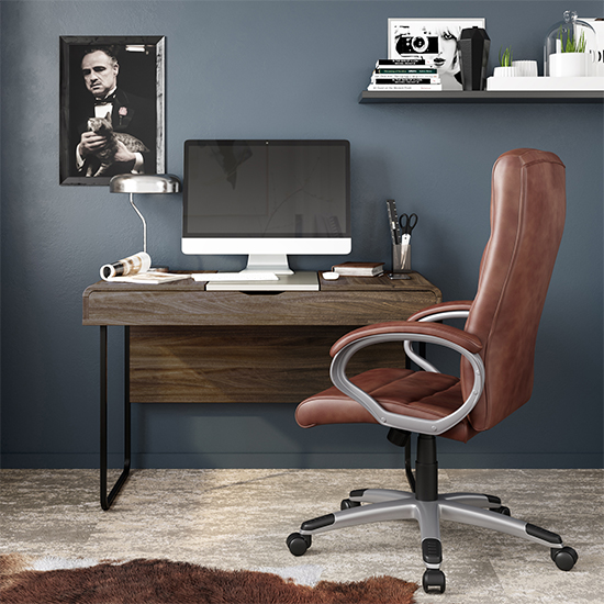 Havard Faux Leather Home And Office Chair In Brown_6