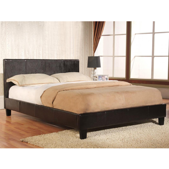 Harley Faux Leather 4 Foot Double Bed In Brown