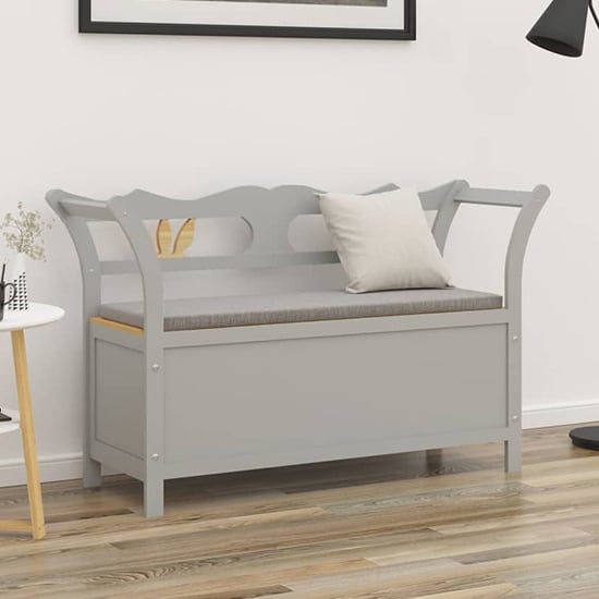 Product photograph of Haven Solid Fir Wood Hallway Seating Bench In Grey from Furniture in Fashion