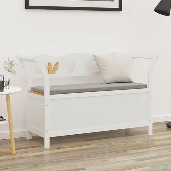 Product photograph of Haven Solid Fir Wood Hallway Seating Bench In White And Brown from Furniture in Fashion
