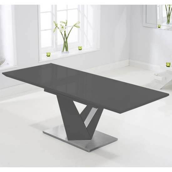 Havens Extending High Gloss Dining Table In Dark Grey Furniture in