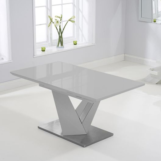 Havens Extending High Gloss Dining Table In Light Grey_2