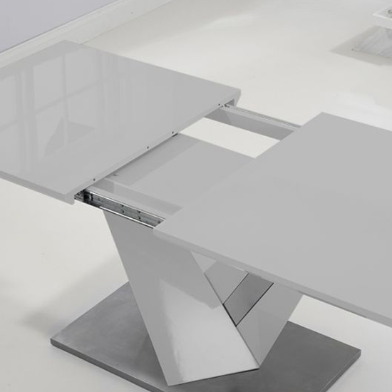 Havens Extending High Gloss Dining Table In Light Grey_3