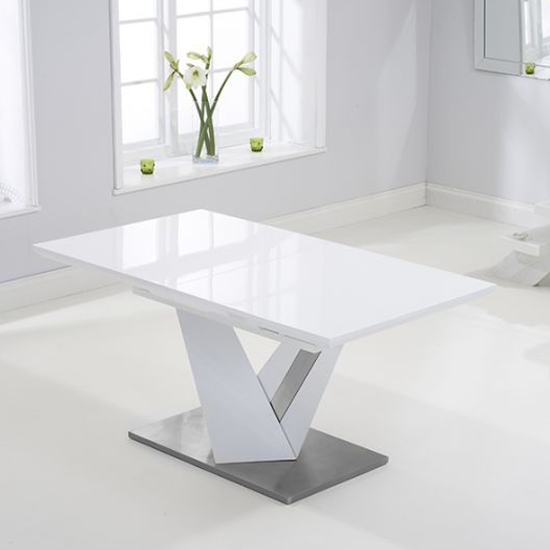 Havens Extending High Gloss Dining Table In White_2