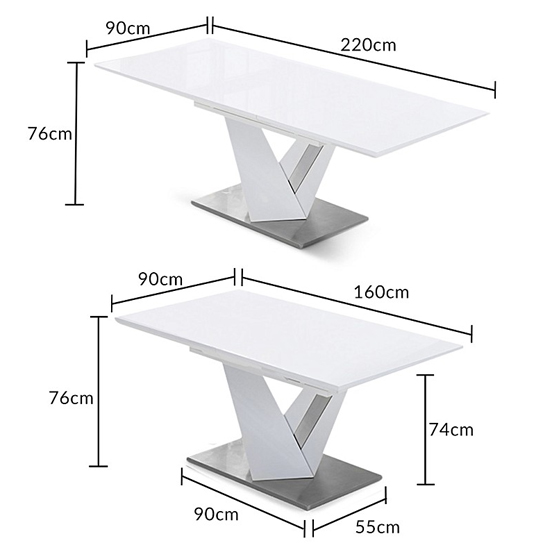 Havens Extending High Gloss Dining Table In White_4