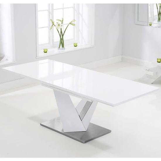 View Havens high gloss extending dining table in white