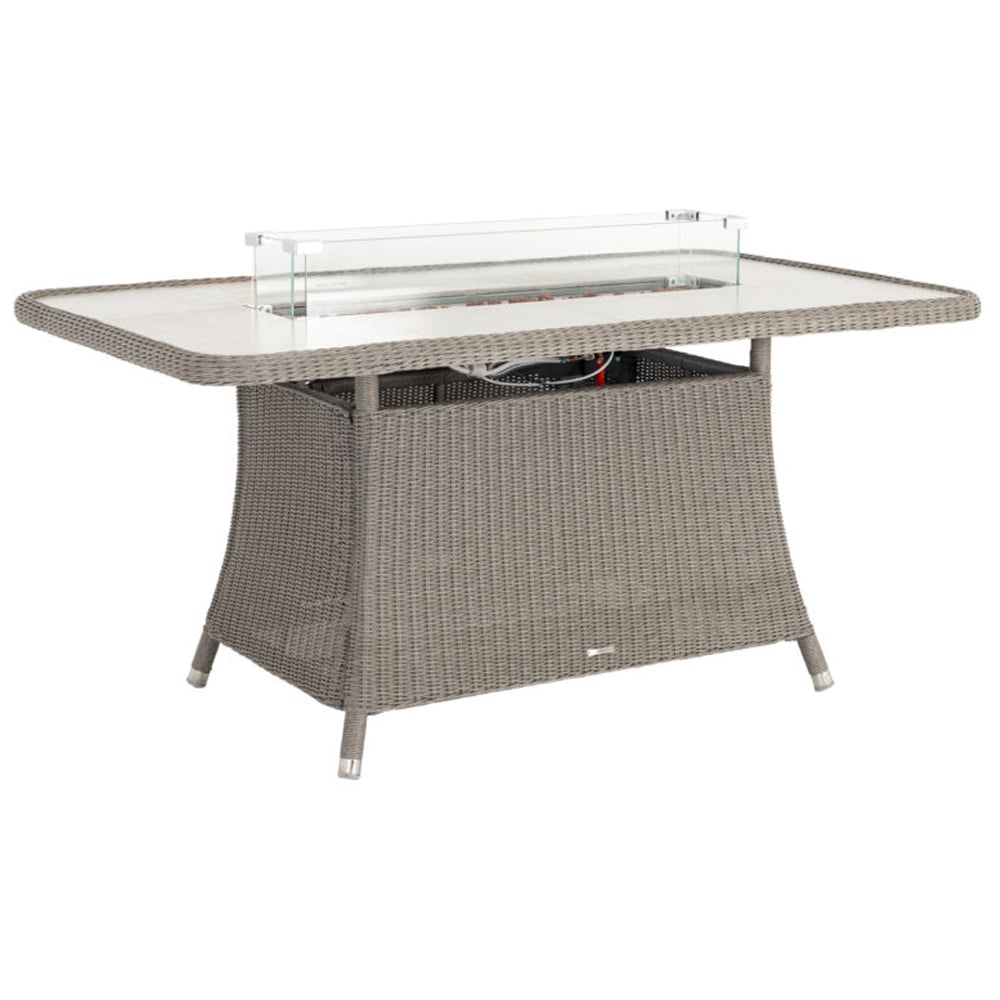 Product photograph of Haverhill Glass Top Dining Table With Firepit In Grey Dusk from Furniture in Fashion