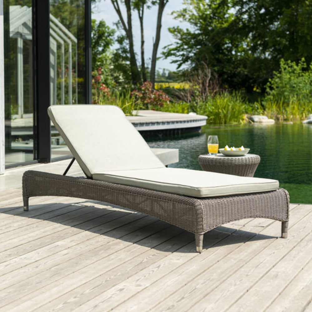 Haverhill Rattan Garden Adjustable Sun Lounger In Grey Dusk