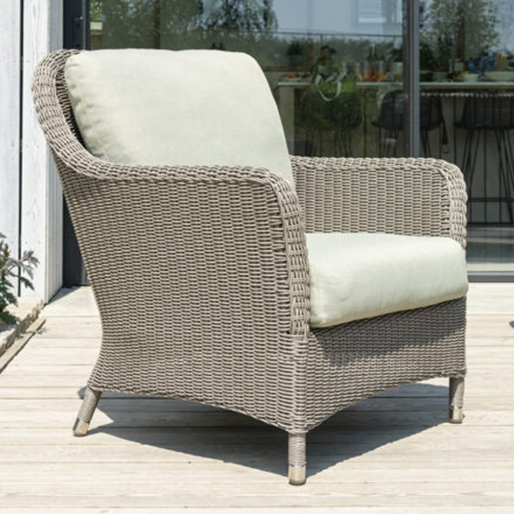 Product photograph of Haverhill Rattan Garden Lounge Armchair In Grey Dusk from Furniture in Fashion