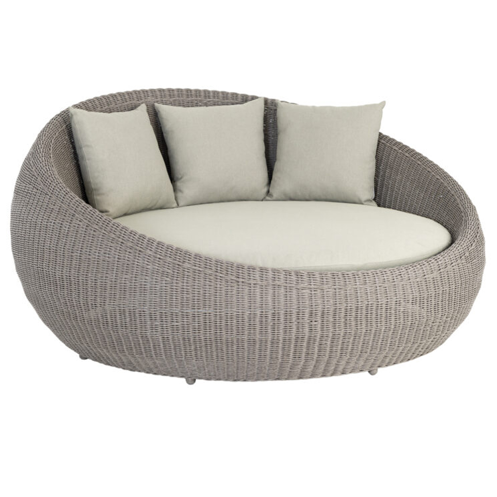 Haverhill Rattan Garden Round Daybed In Grey Dusk