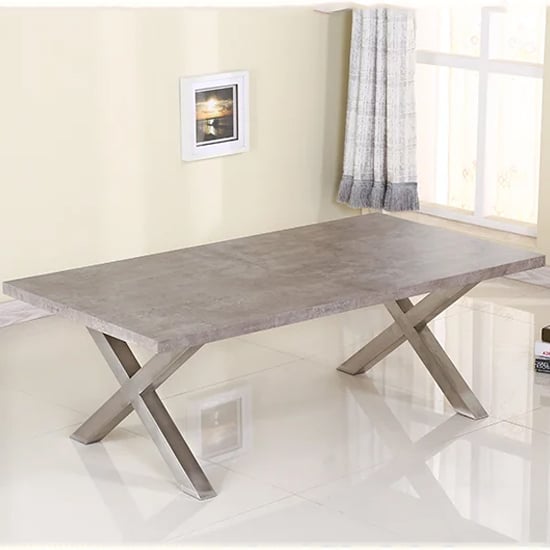 Havika Wooden Coffee Table With Brushed Steel Legs In Stone