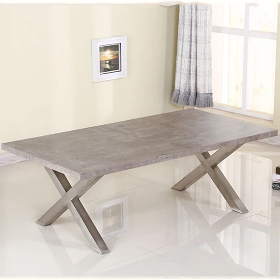 Read more about Havika wooden coffee table with brushed steel legs in stone