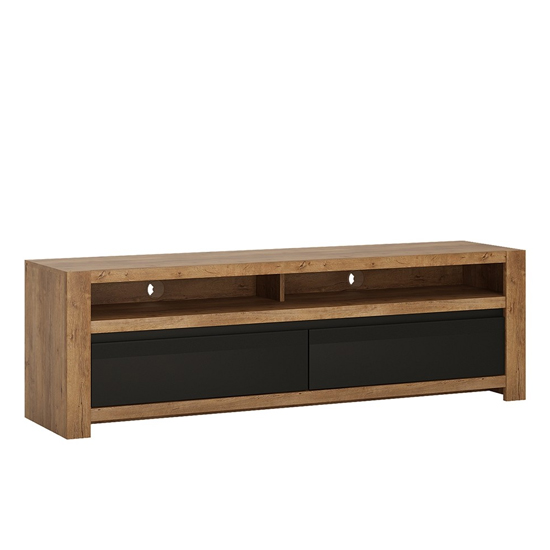 Read more about Havoka wooden 2 drawers tv stand in lefkas oak and matt black