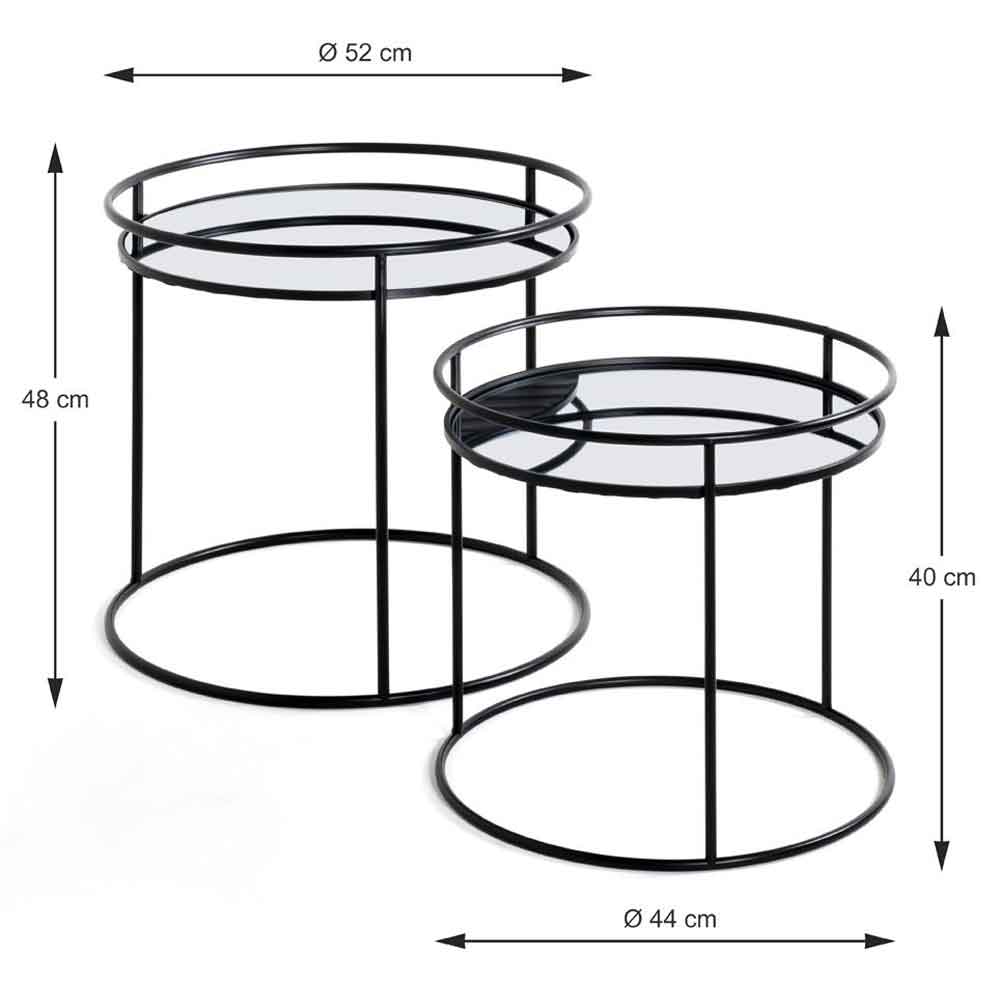 Havre Two Glass Top End Tables With Metal Base In Black