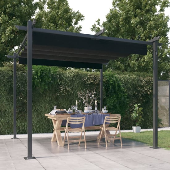 Product photograph of Havro 3m X 3m Garden Gazebo With Retractable Roof In Anthracite from Furniture in Fashion