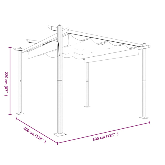 Havro 3m x 3m Garden Gazebo With Retractable Roof In Cream