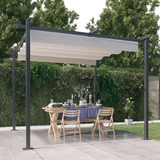 Product photograph of Havro 3m X 3m Garden Gazebo With Retractable Roof In Cream from Furniture in Fashion