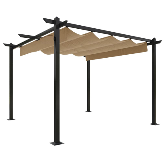 Havro 3m x 3m Garden Gazebo With Retractable Roof In Taupe