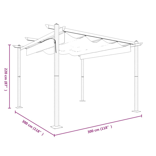 Havro 3m x 3m Garden Gazebo With Retractable Roof In Taupe