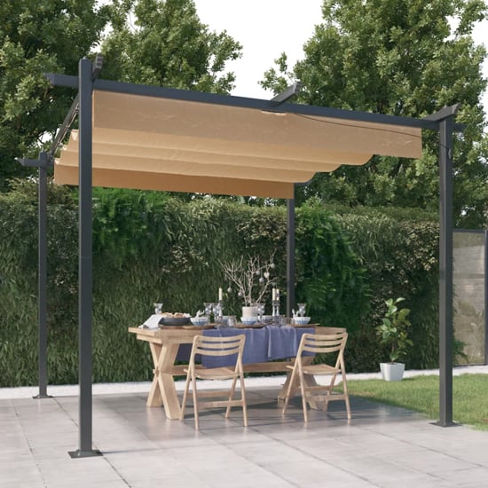 Product photograph of Havro 3m X 3m Garden Gazebo With Retractable Roof In Taupe from Furniture in Fashion