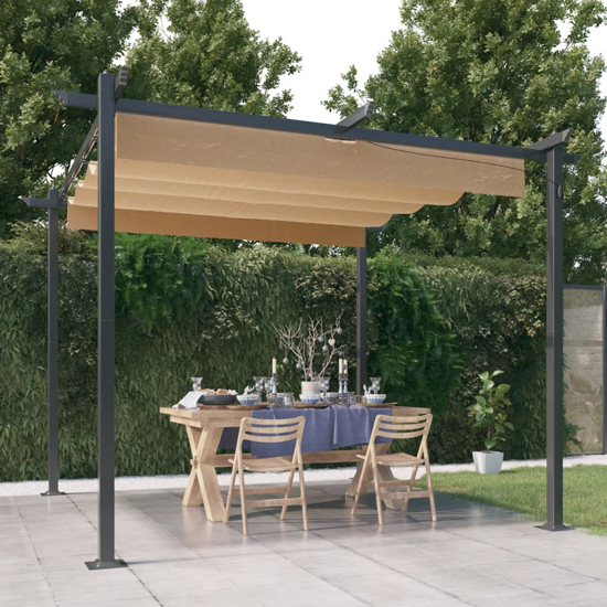 Read more about Havro 3m x 3m garden gazebo with retractable roof in taupe