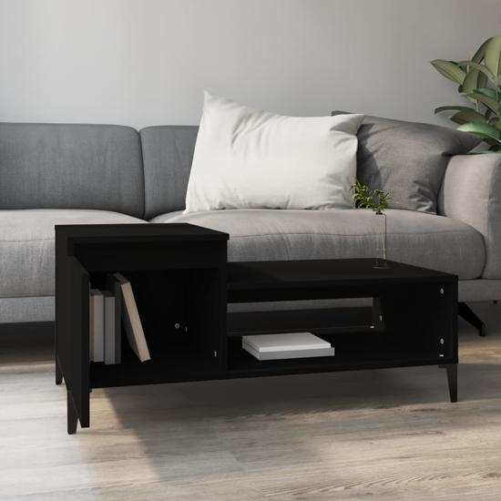 Hawitt Wooden Coffee Table With 1 Door In Black