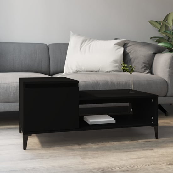 Hawitt Wooden Coffee Table With 1 Door In Black