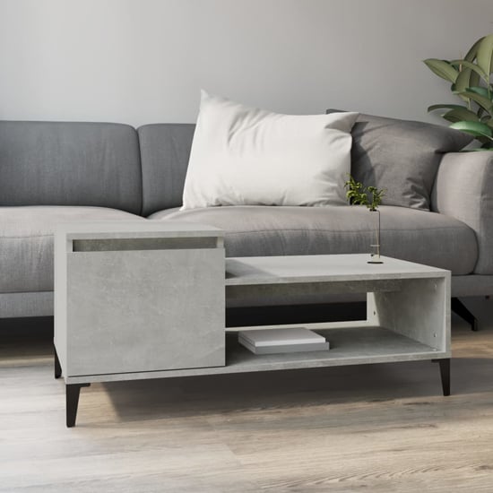 Product photograph of Hawitt Wooden Coffee Table With 1 Door In Concrete Effect from Furniture in Fashion