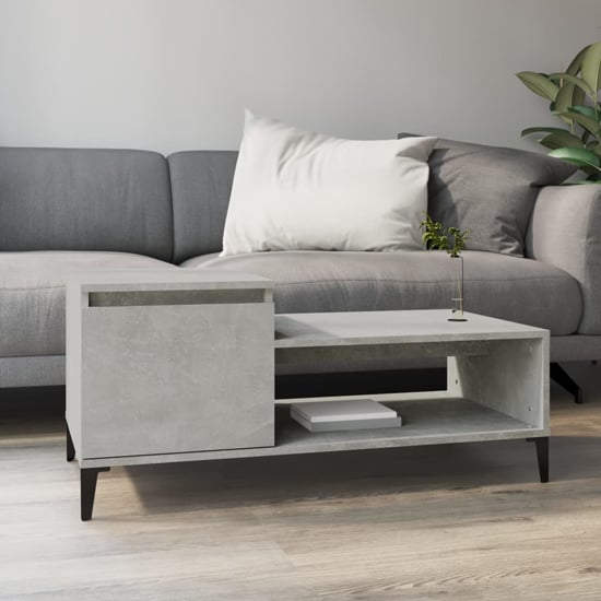 Photo of Hawitt wooden coffee table with 1 door in concrete effect