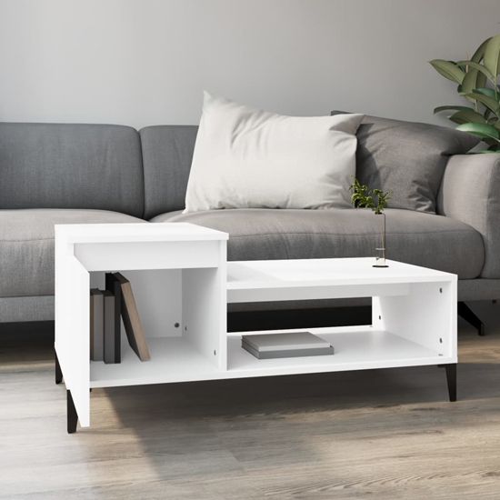 Hawitt Wooden Coffee Table With 1 Door In White