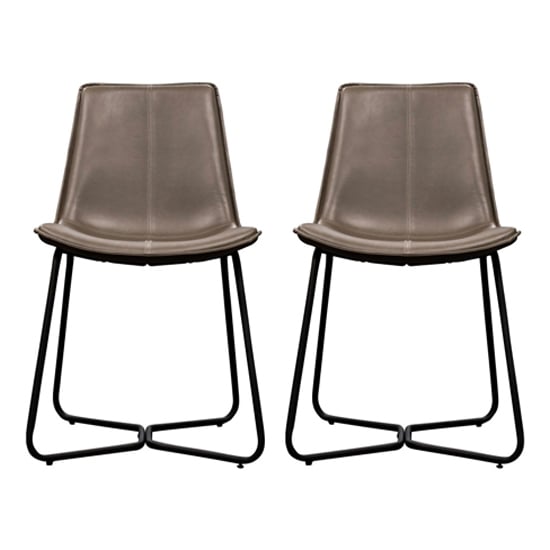 Holland Ember Leather Dining Chairs With Metal Base In A Pair_1