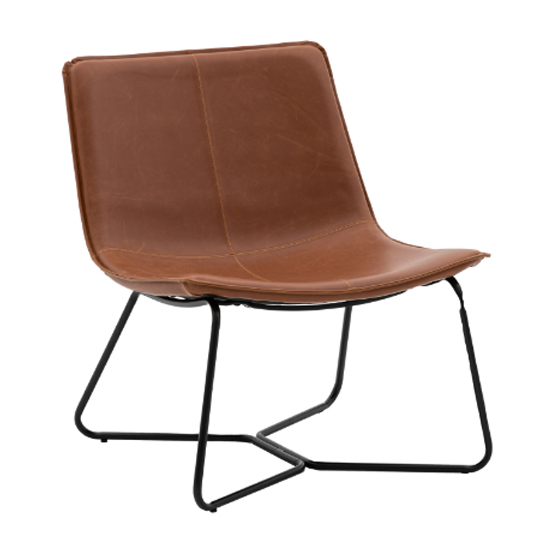 Holland Leather Lounge Chair With Metal Frame In Brown