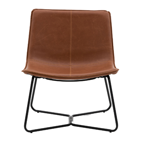 Holland Leather Lounge Chair With Metal Frame In Brown