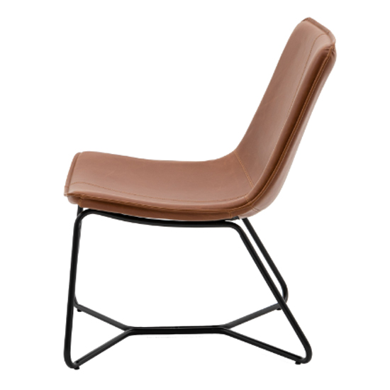Holland Leather Lounge Chair With Metal Frame In Brown
