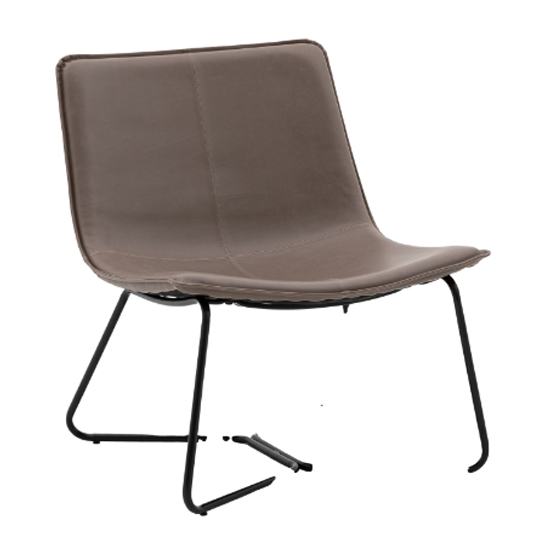 Holland Leather Lounge Chair With Metal Frame In Ember