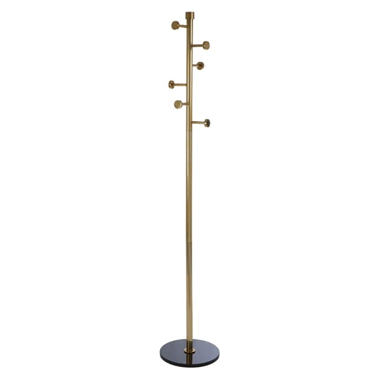 Product photograph of Hawkon Metal Coat Stand In Black And Antique Brass from Furniture in Fashion