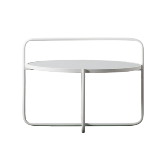 Hawley Round Glass Coffee Table With Metal Frame In White