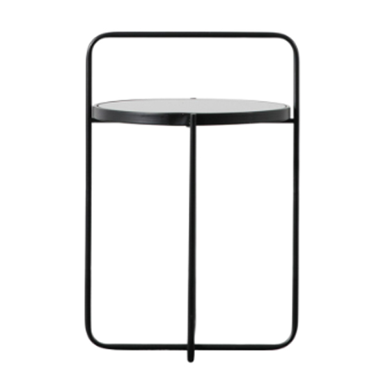 Hawley Round Glass Side Table With Metal Frame In Black_2