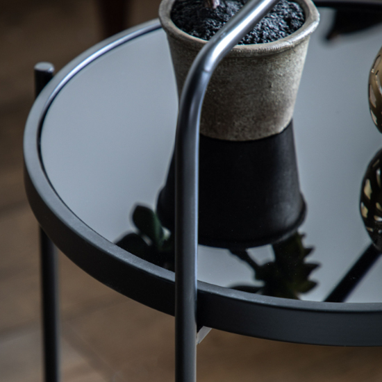 Hawley Round Glass Side Table With Metal Frame In Black_3