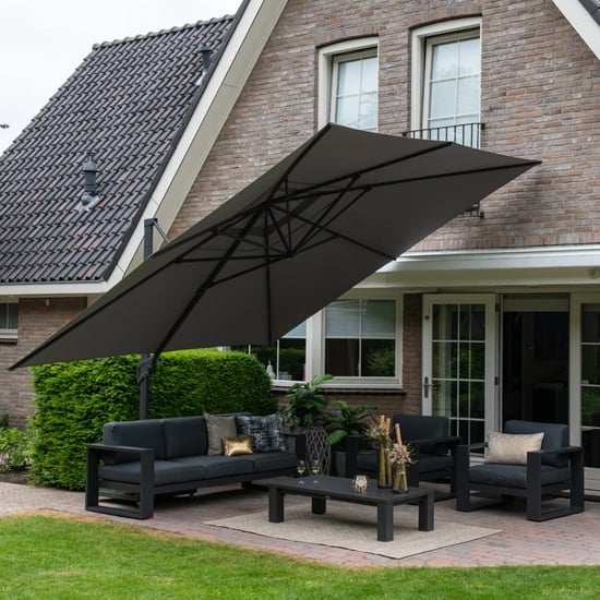 Hawo Square King Cantilever Parasol With Granite Base In Grey_2