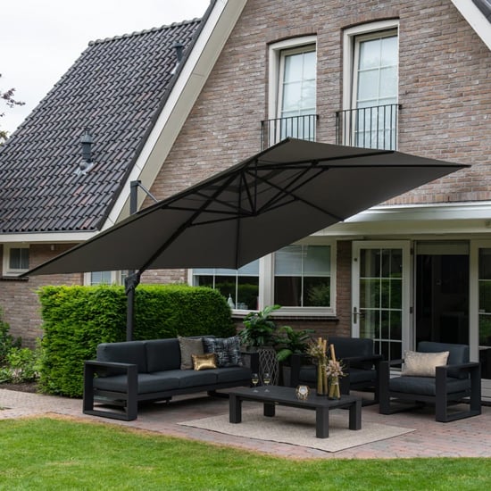 Hawo Square King Cantilever Parasol With Granite Base In Grey_3